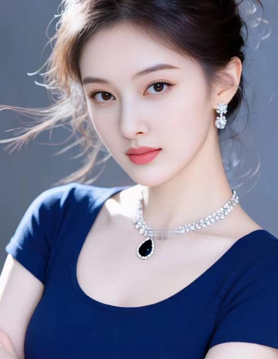 这姑娘穿着蓝色衣服好漂亮！