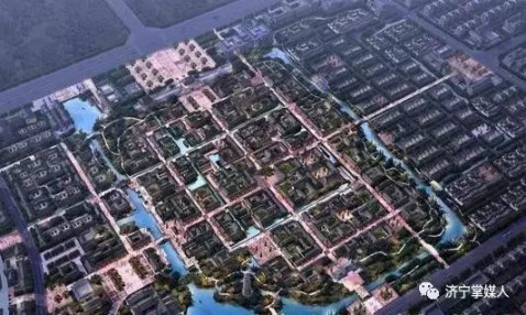 济州古城全貌航拍图: 济宁人家门口的古城