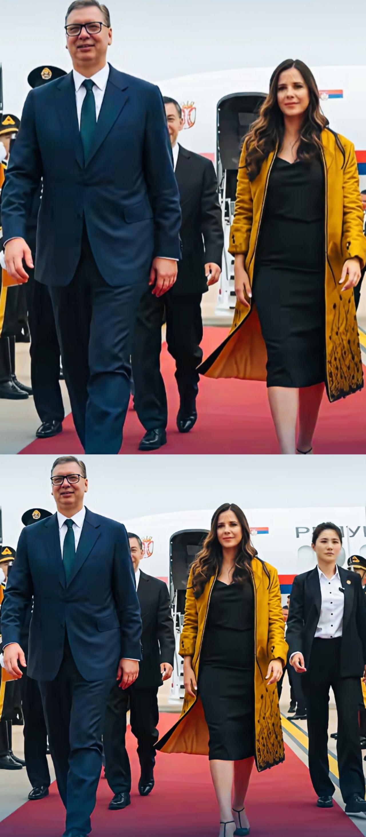 武契奇和妻子走起来，是不是气场十足啊？武契奇在身高的衬托下，是不是帅气十足啊？