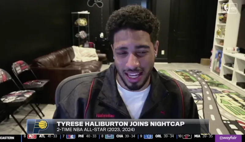 近日，步行者球员泰雷斯-哈利伯顿一档节目中谈到了自己对MVP的预测。哈利伯顿