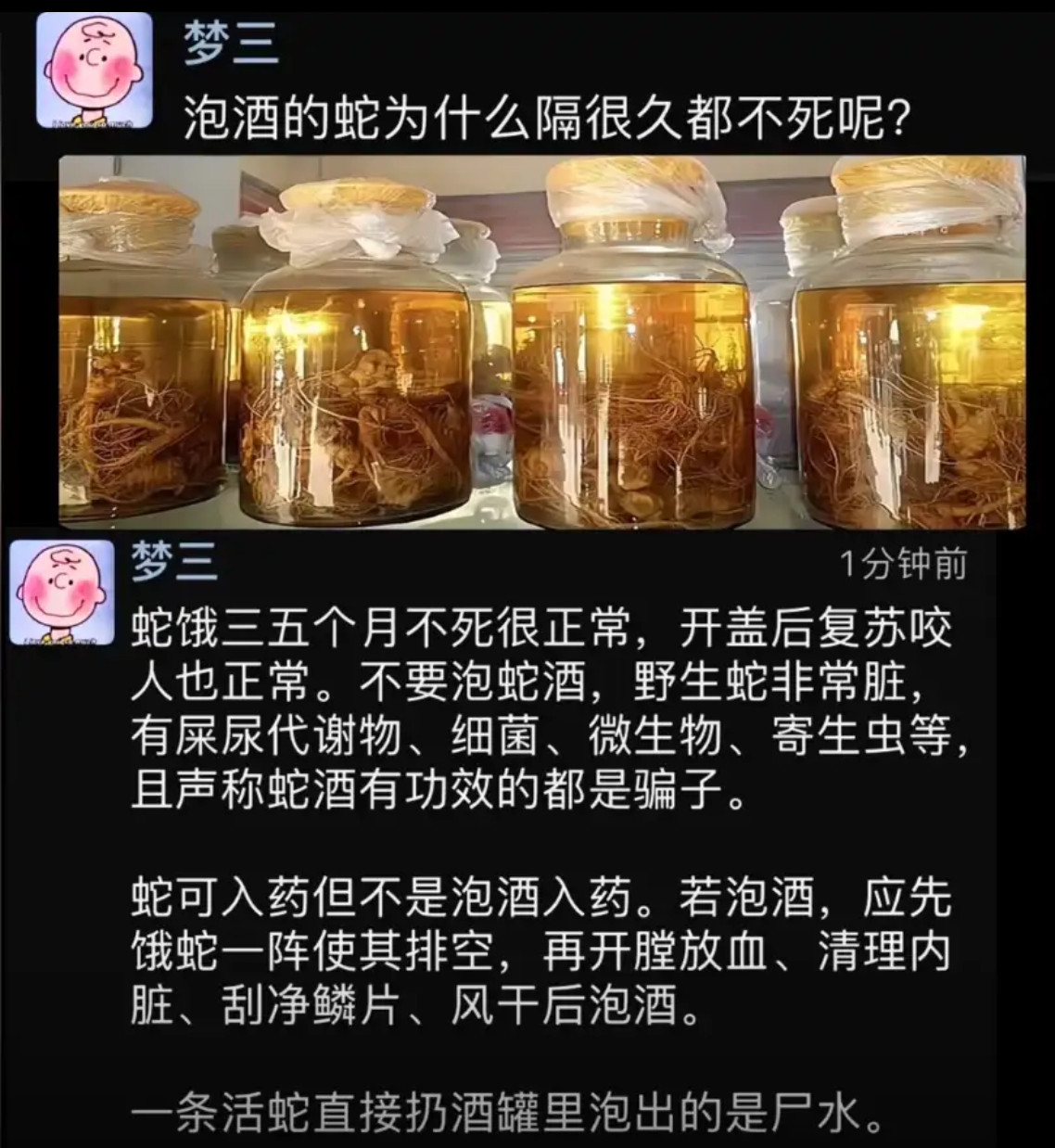 泡酒的蛇为什么隔很久都不死呢？​​​