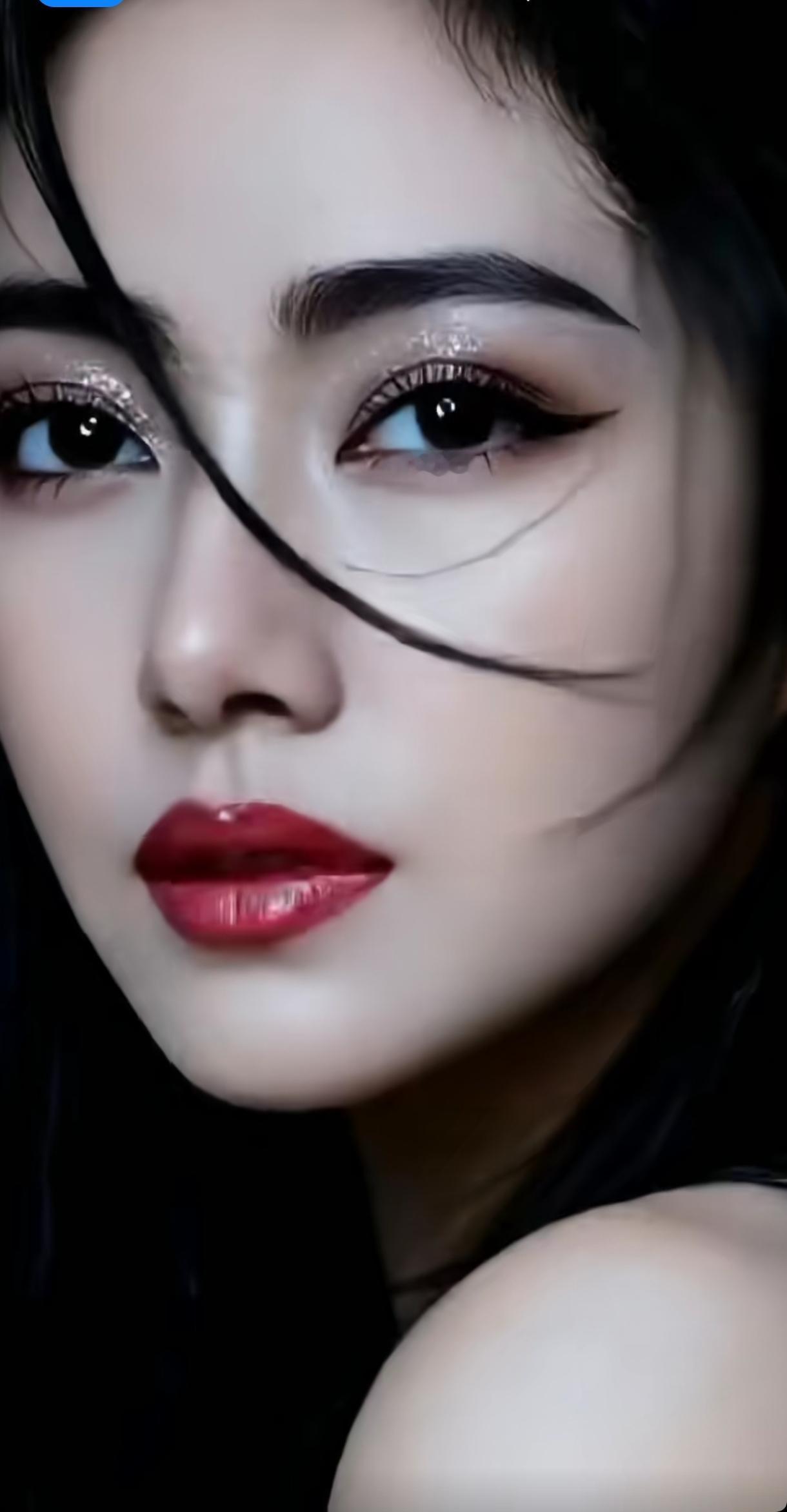 梦幻眼妆，闪耀夺目，唇红如火，魅力无限！💄✨💋分享一张你手机里你认为最美的照