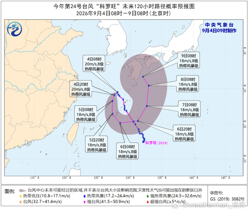 台风目前预报还是给出台风科罗旺在琉球群岛附近，逆时针兜圈子（因为处于鞍型场，北