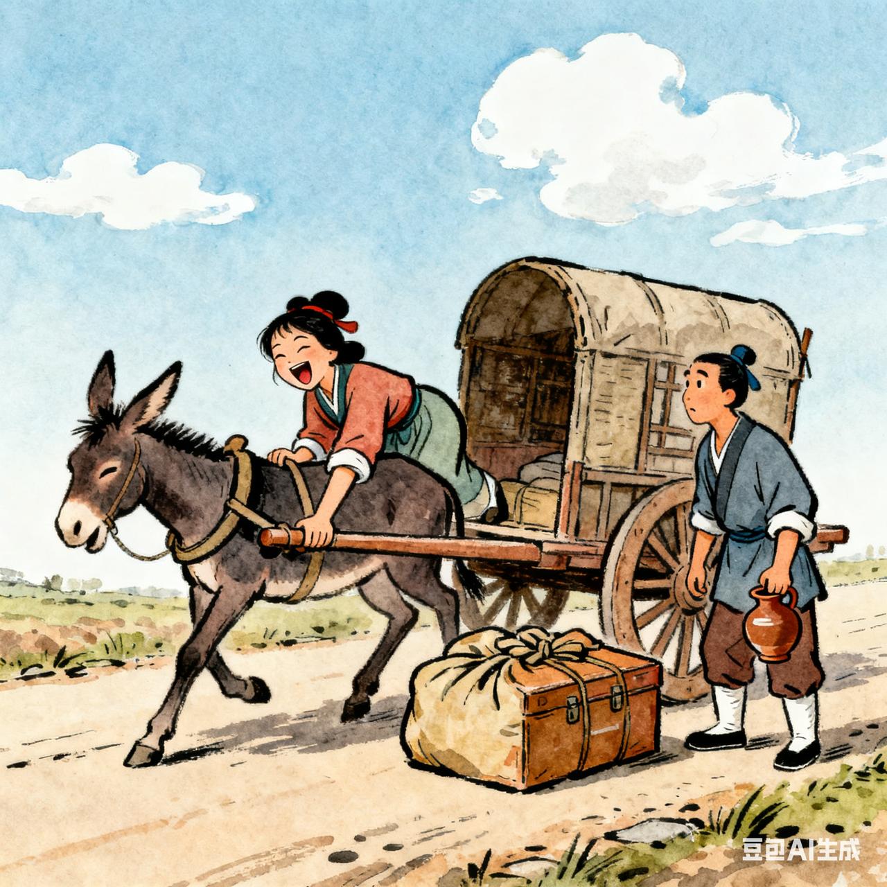 古代夫妻搞笑段子货郎媳妇要回娘家，头天夜里就把木箱子翻得底朝天。货郎蹲在门