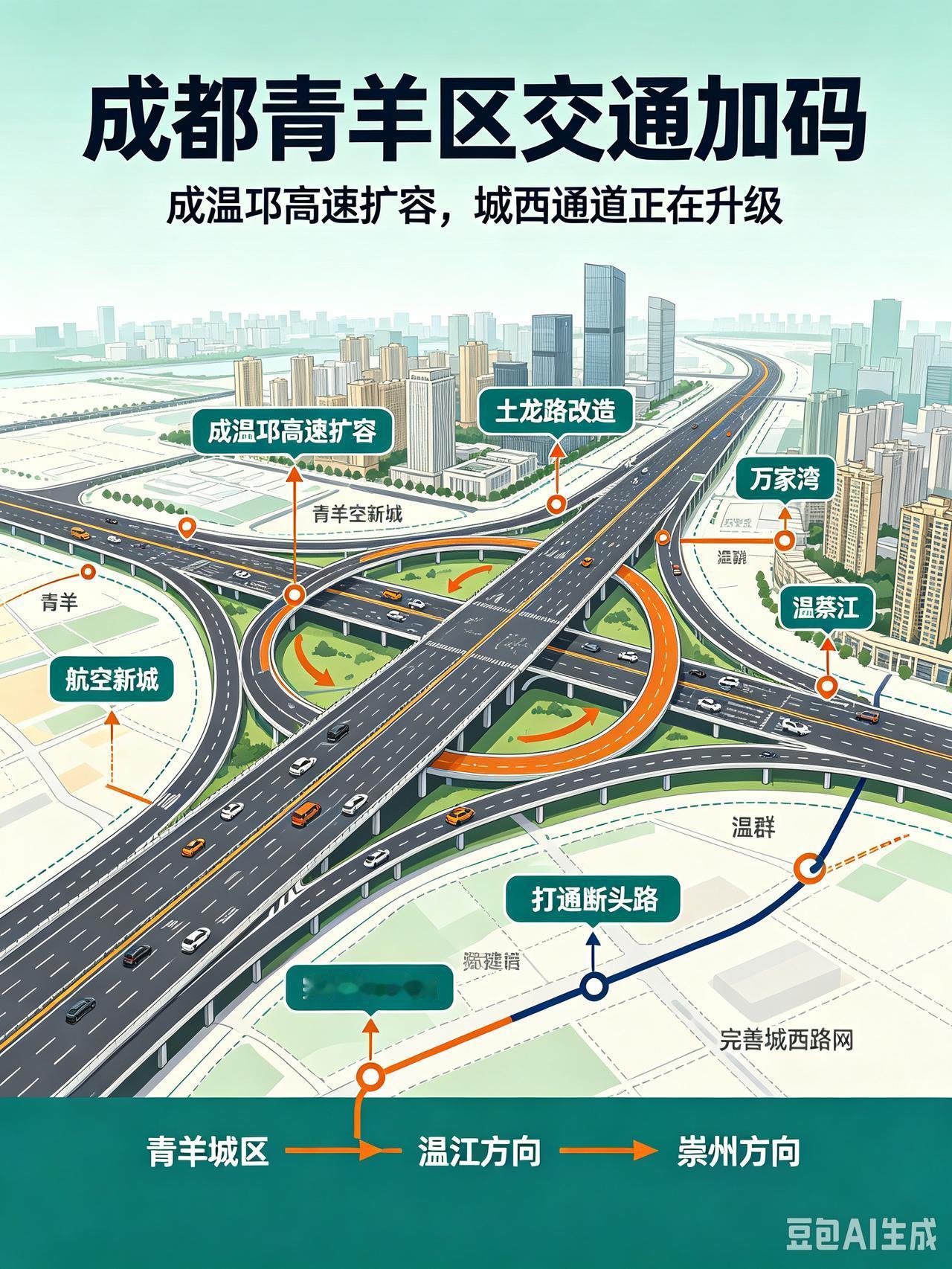 成都青羊区重点交通加码！成温邛高速扩容，会给城西带来哪些变化？我一直在留意成都