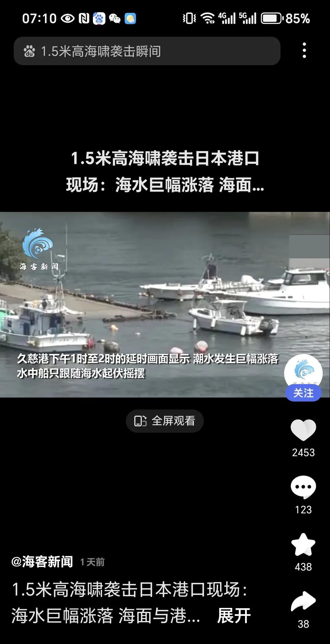 俄罗斯海啸袭击日本。7月30日，俄罗斯堪察加东岸8.7级地震引发的
