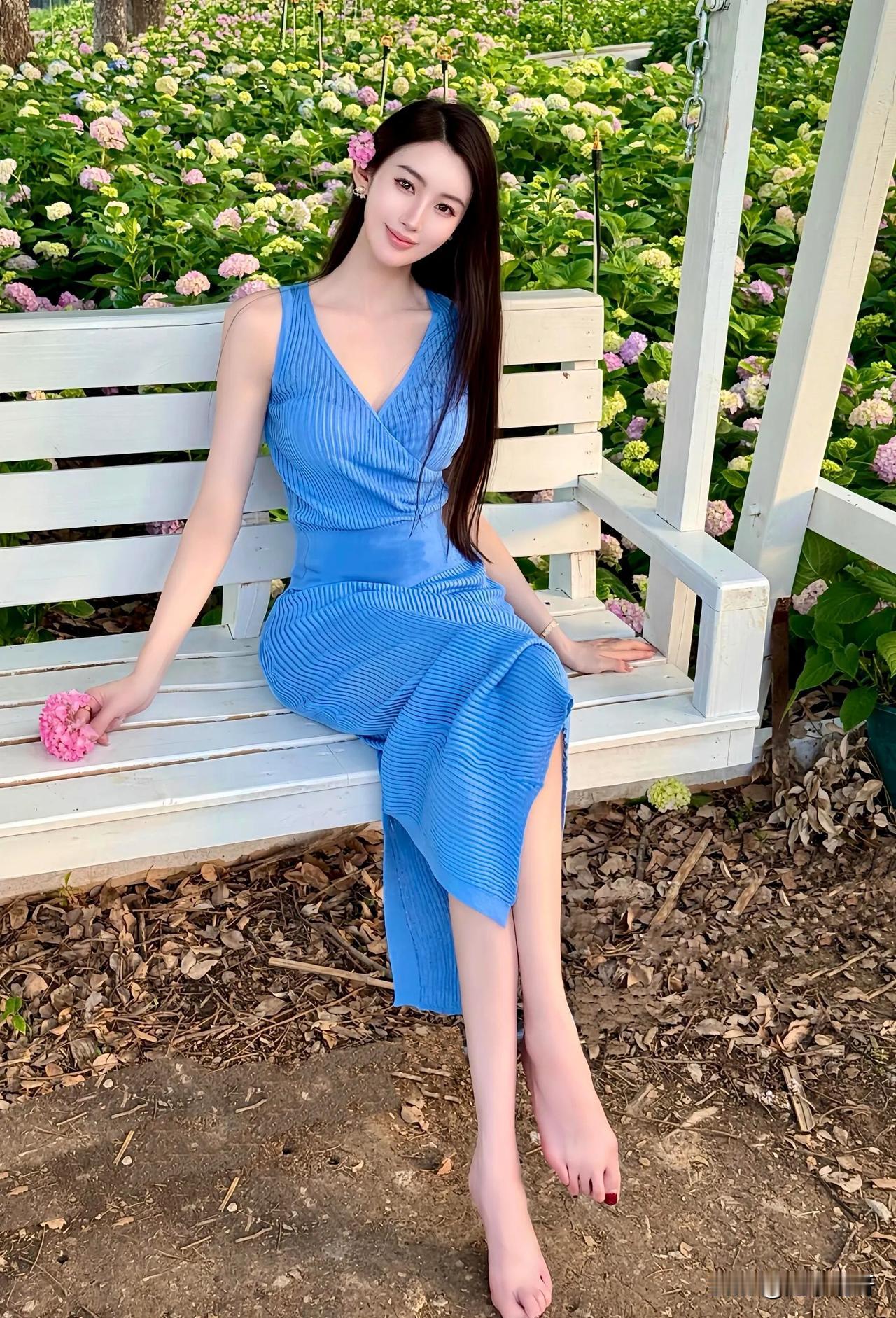 身材高挑的邻家小妹，花海美拍！！