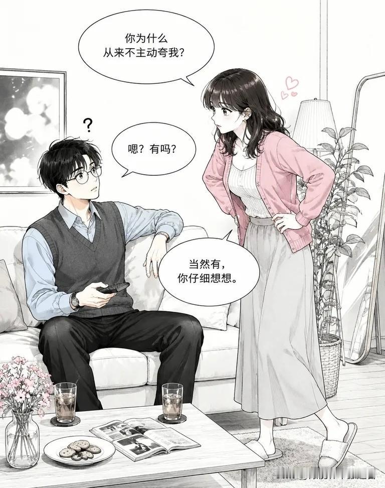 推荐有趣的漫画：老婆问老公：你为什么从来不主动夸我？老公说：我怕夸多了你骄傲。老