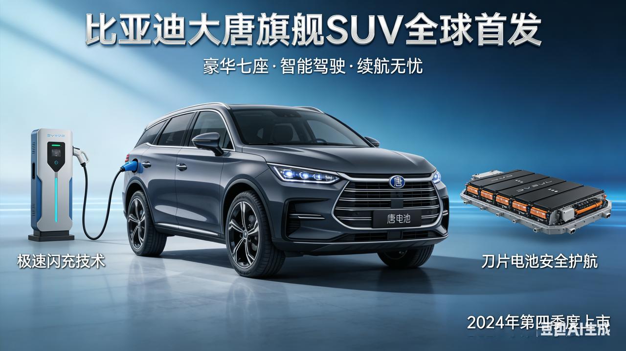 🔥比亚迪大唐首发！王朝旗舰SUV杀疯了！闪充+刀片新技术全面上车，直接把天花
