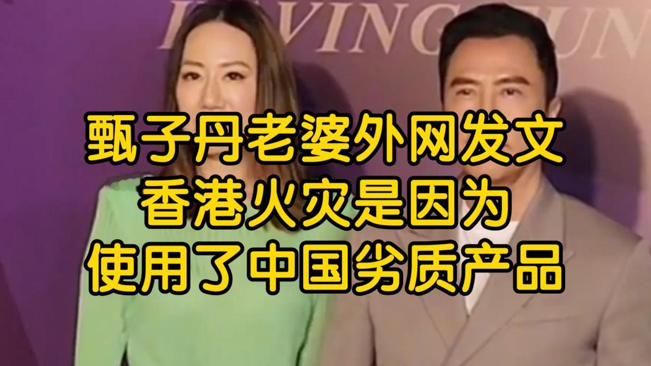 甄子丹老婆将港火甩锅劣质建材炸裂！甄子丹老婆汪诗诗在外网发文称香港火灾是因为使
