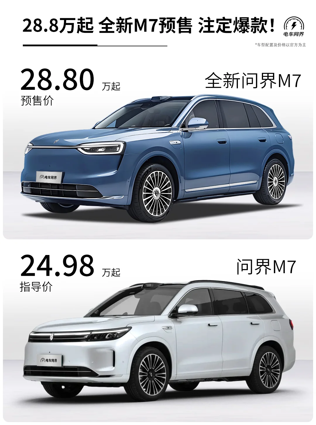 28.8万起 全新问界M7预售❗比老款提升巨大