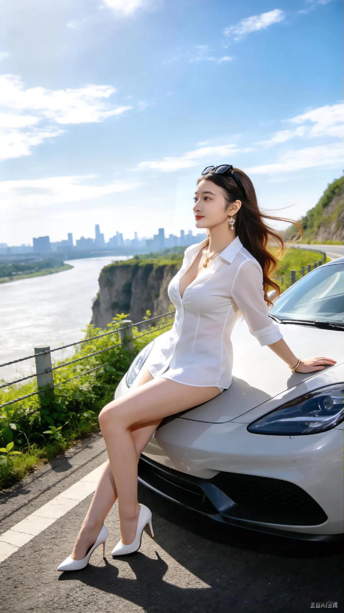 都市女郎与豪车合影，时尚与自由的完美结合豪车美女豪车照汽车美人写真