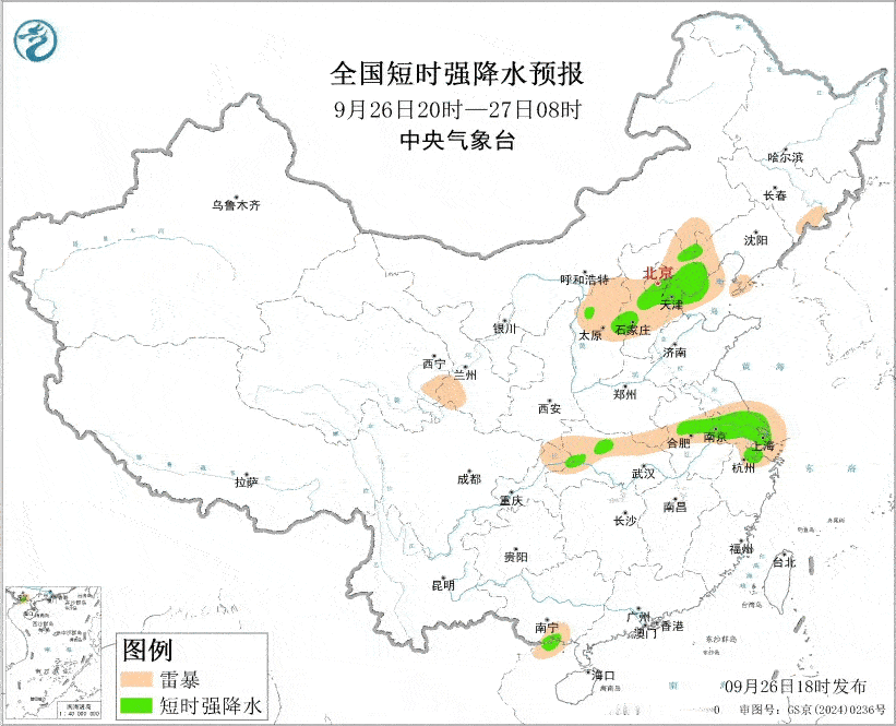 气象观察团入夜后，北京，河北附近的强对流天气也在发展东移，也有不少红波和局地紫