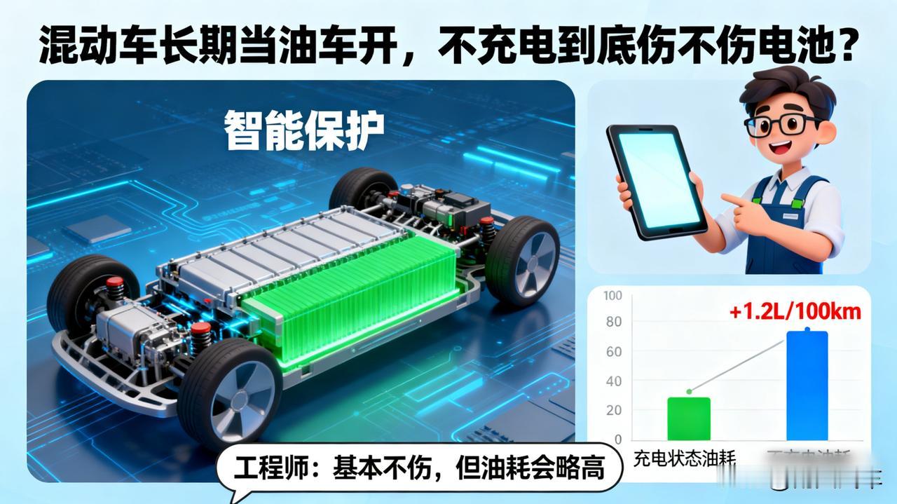 混动车长期当油车开,不充电到底伤不伤电池?工程师说大实话了。问过厂里工程师,