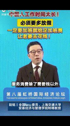 终于有人站出来说话了！第八届虹桥论坛上，陆铭教授说：“中国人工作时间也太长了！我