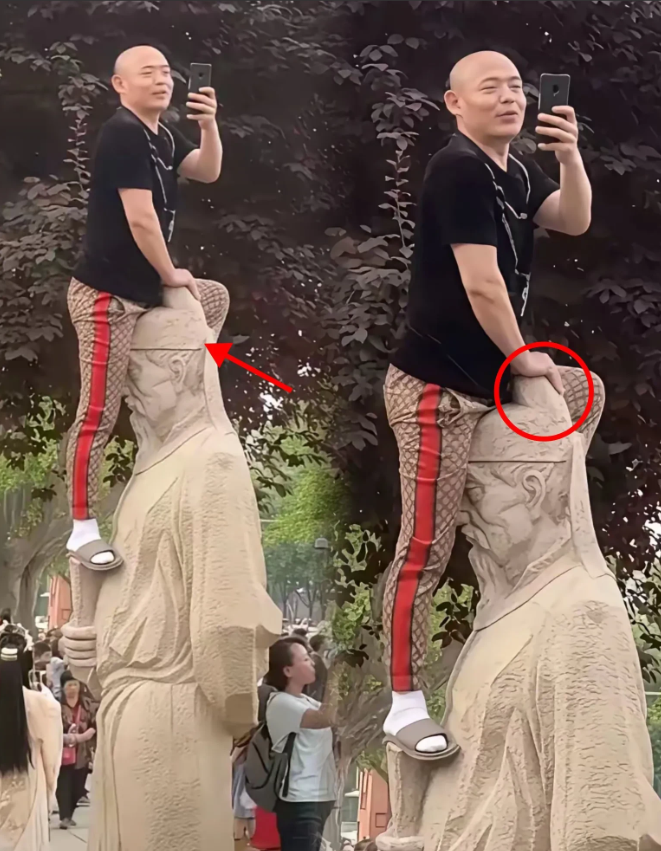 全网刷屏！西安大雁塔惊现“硬核行为”！谁把李白雕像当“坐骑”？这波操作直接引