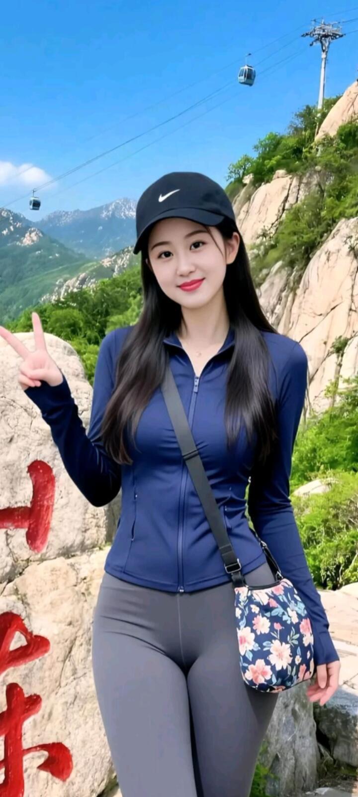 山间少女，元气满满，户外运动，快乐无限！🌿👟💪