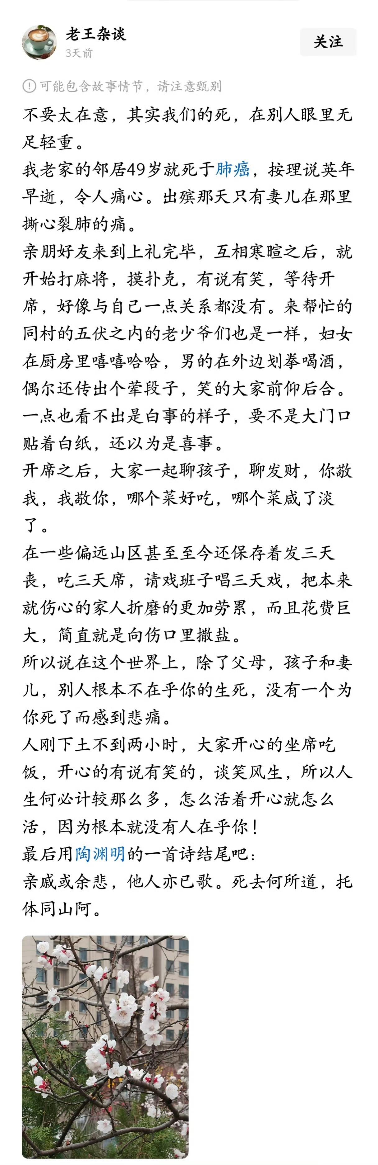 都一样，其实我们的死，在别人眼里无足轻重。