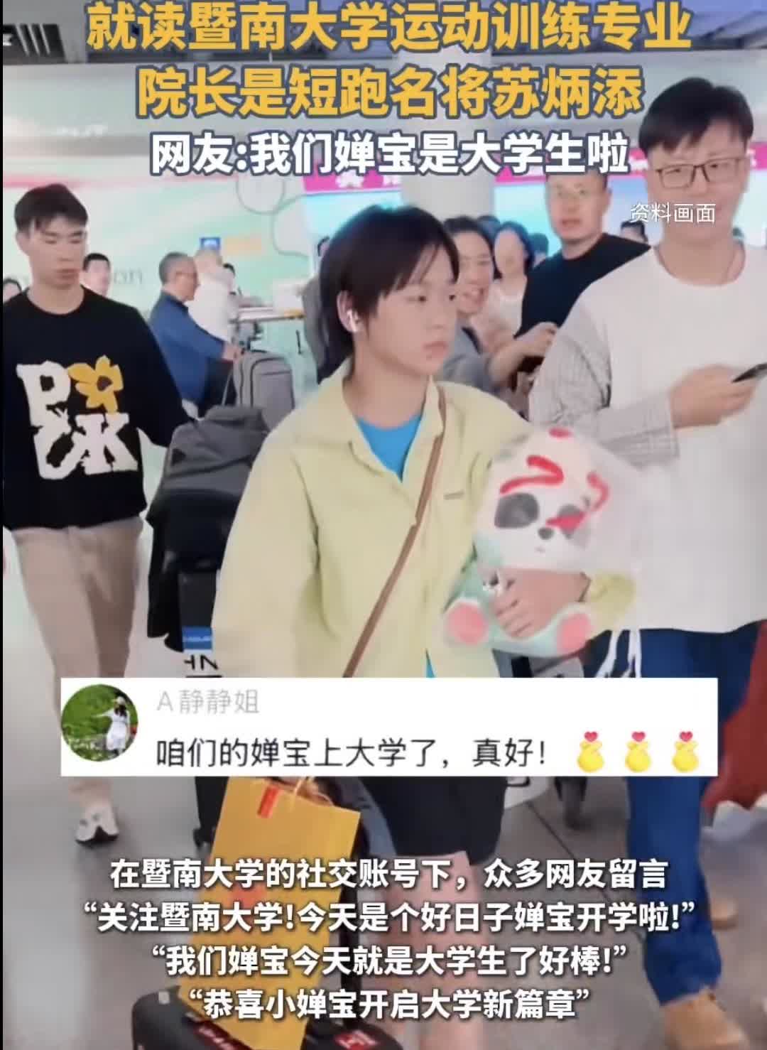 全红婵今天上大学了！全红婵选择了暨南大学，今天热闹非凡我发现一个问题，广