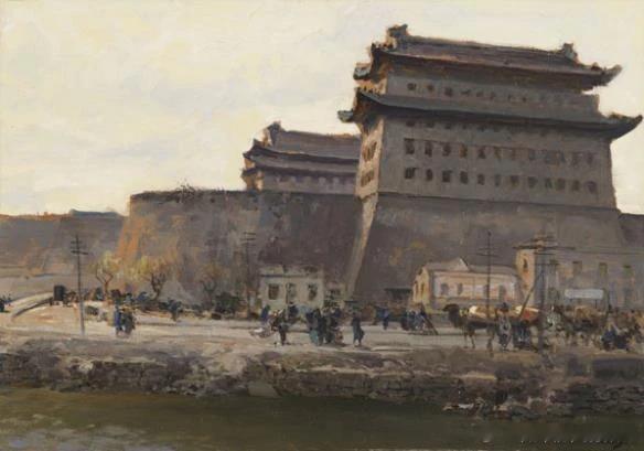 1928年老北京德胜门油画
