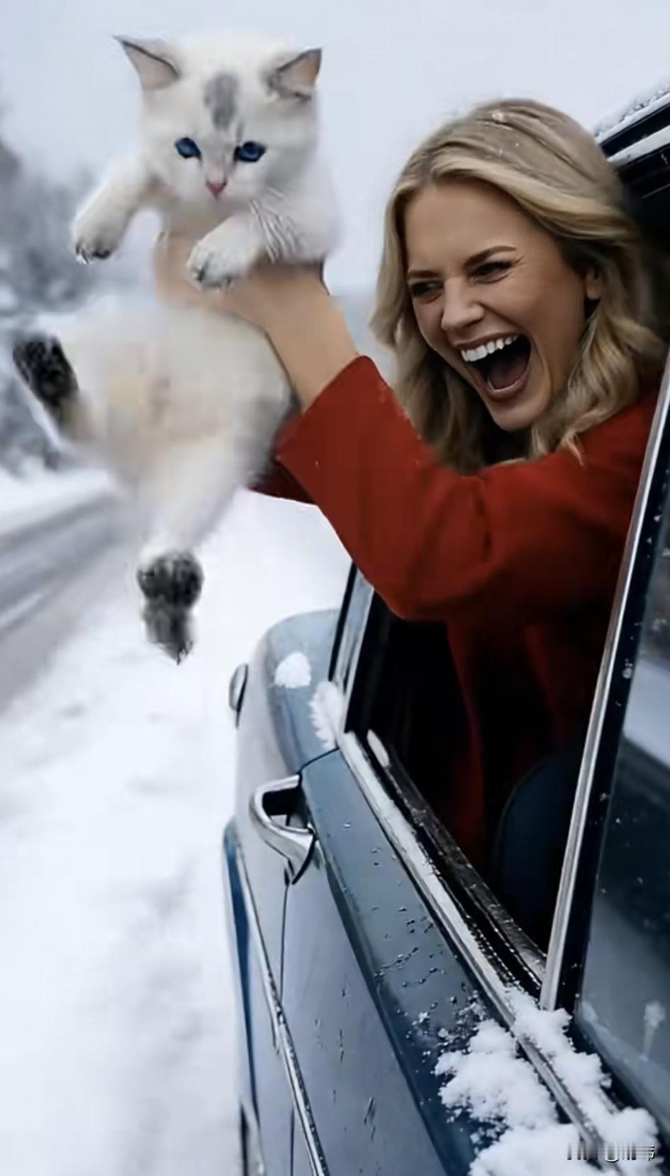 太坏了！这天一个女人居然把自己的猫咪丢弃在了马路上，而且是从行驶的车上丢下去的，