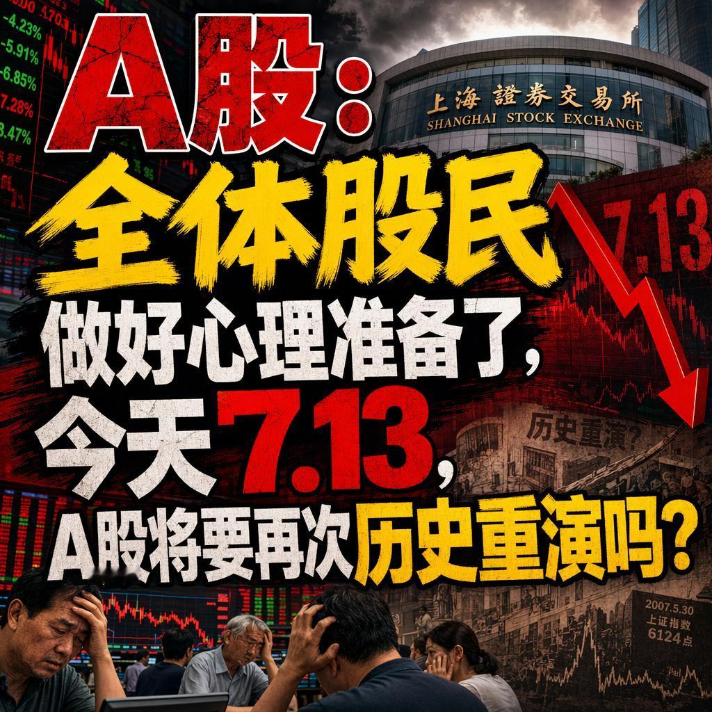 当所有人都在喊“7月13日A股要重演历史大跌”，我倒想泼盆冷水：这次真跌不下去。