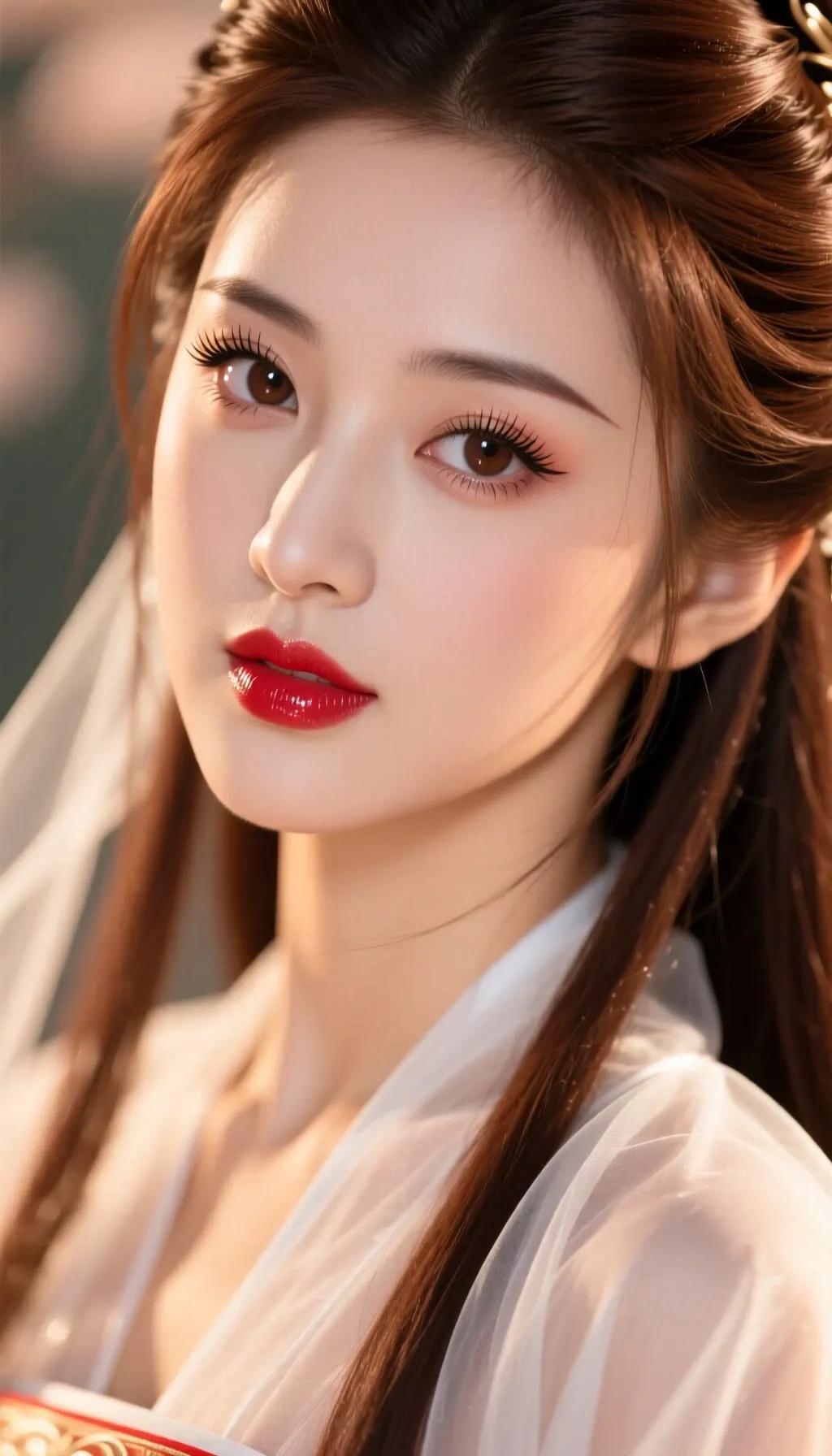 古典美人，红唇轻启，似有千言万语