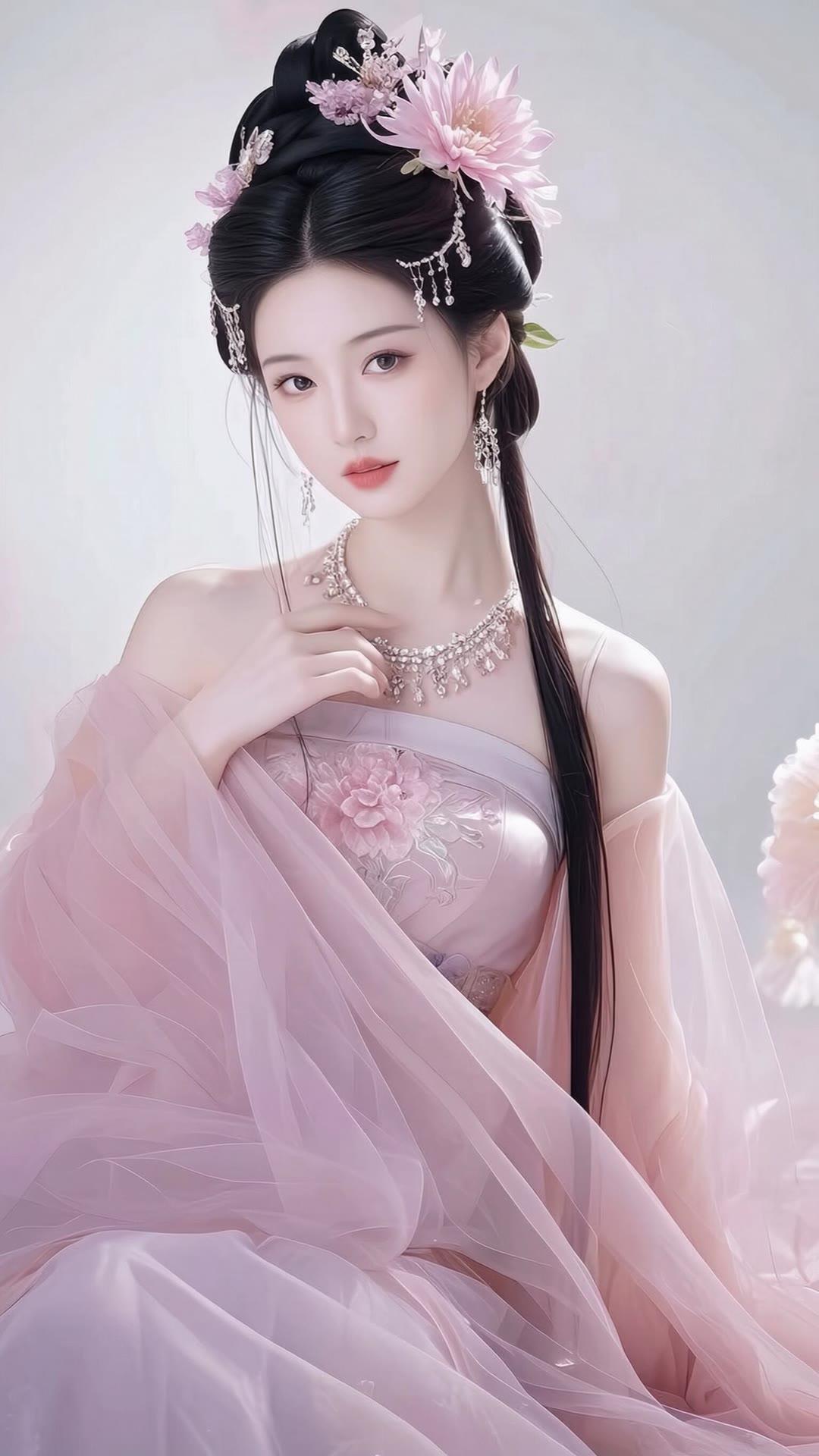 花钿美人笑，粉黛映芳华。