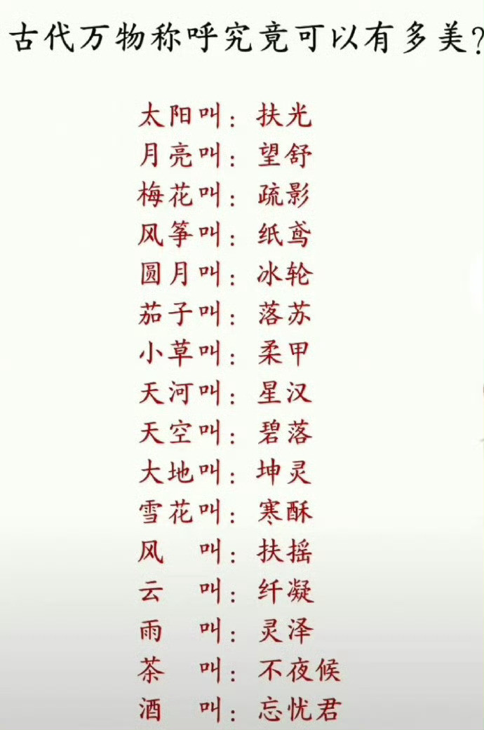 古代万物称呼究竟可以有多美？