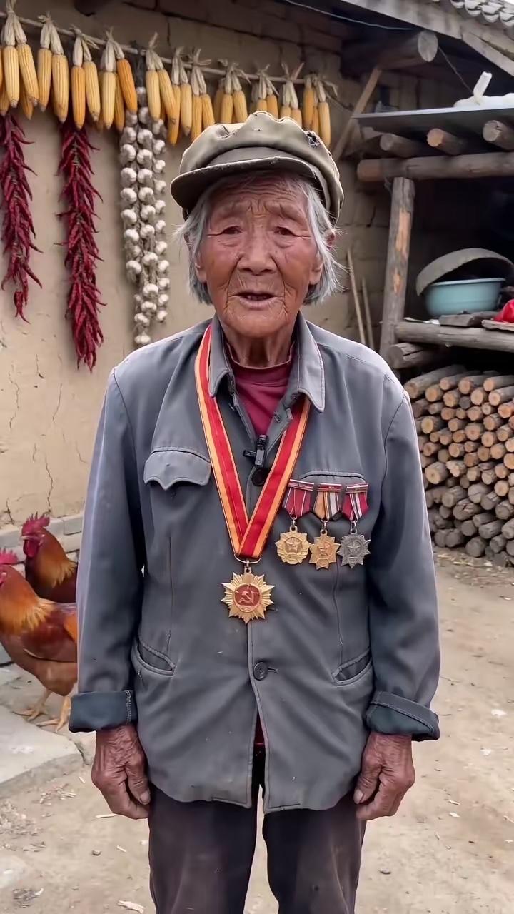 我是一位抗美援朝的老兵，没有儿女，今年已是一百零五岁了。路过的孩子们能给我留一句