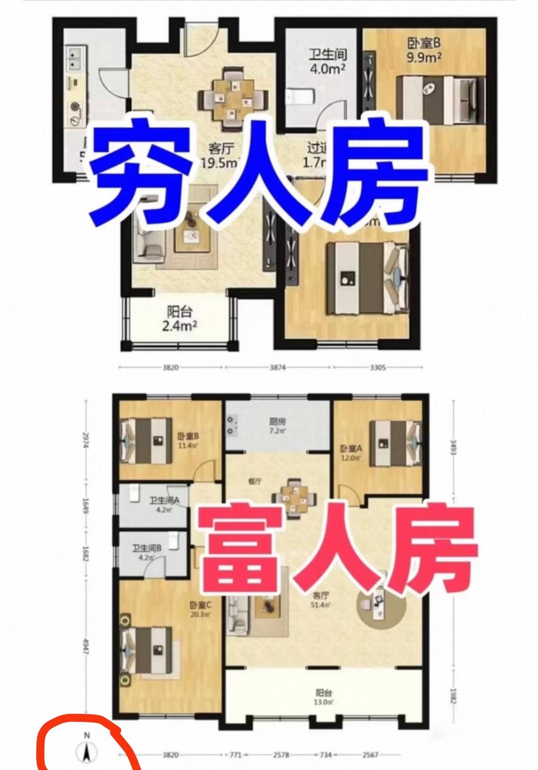 即使房子掉价了，这样的穷人房我都住不起，何况富人房了！几乎完美的户型更是梦想了