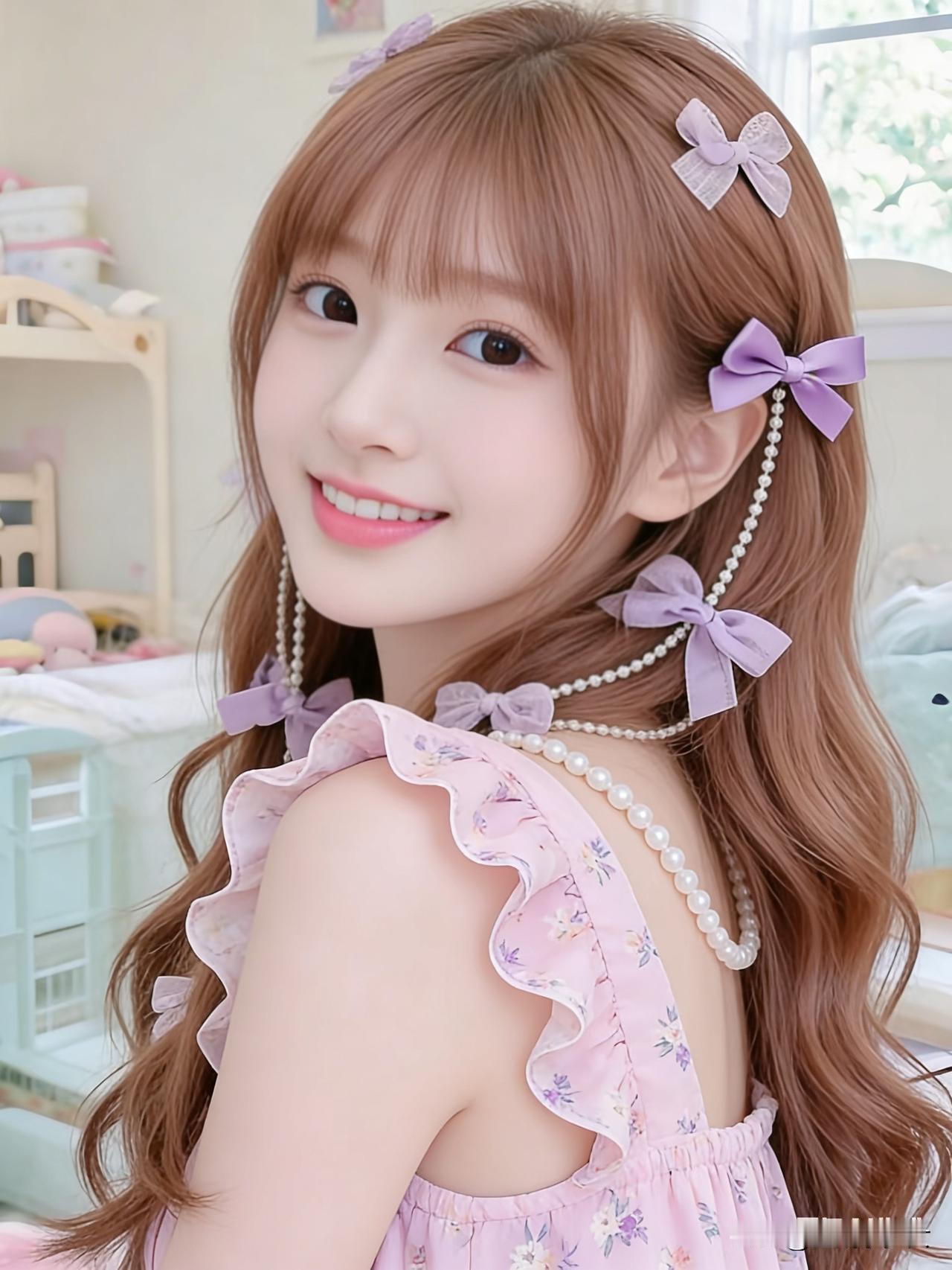 转身回眸的瞬间，长发与蝴蝶结一同飞扬，定格住少女最灵动的模样。梦幻蝴蝶结少女