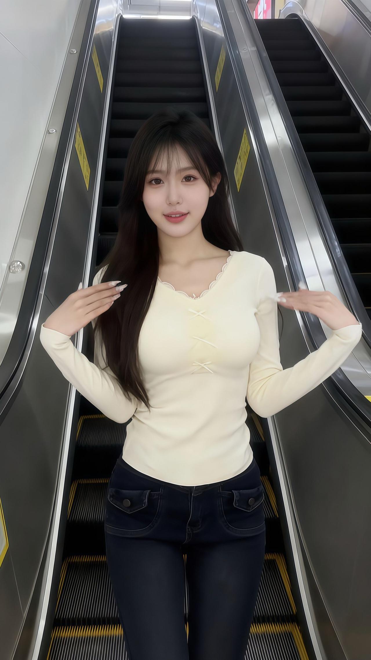 👩‍❤️‍💋‍👩电梯里的甜美瞬间，温柔微笑，完美搭配！