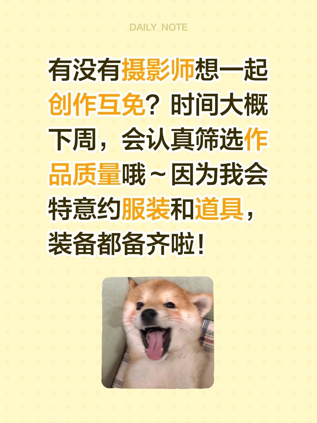 有没有摄影师想一起创作互免？时间大概下周，会认真筛选作品质量哦～因为我...