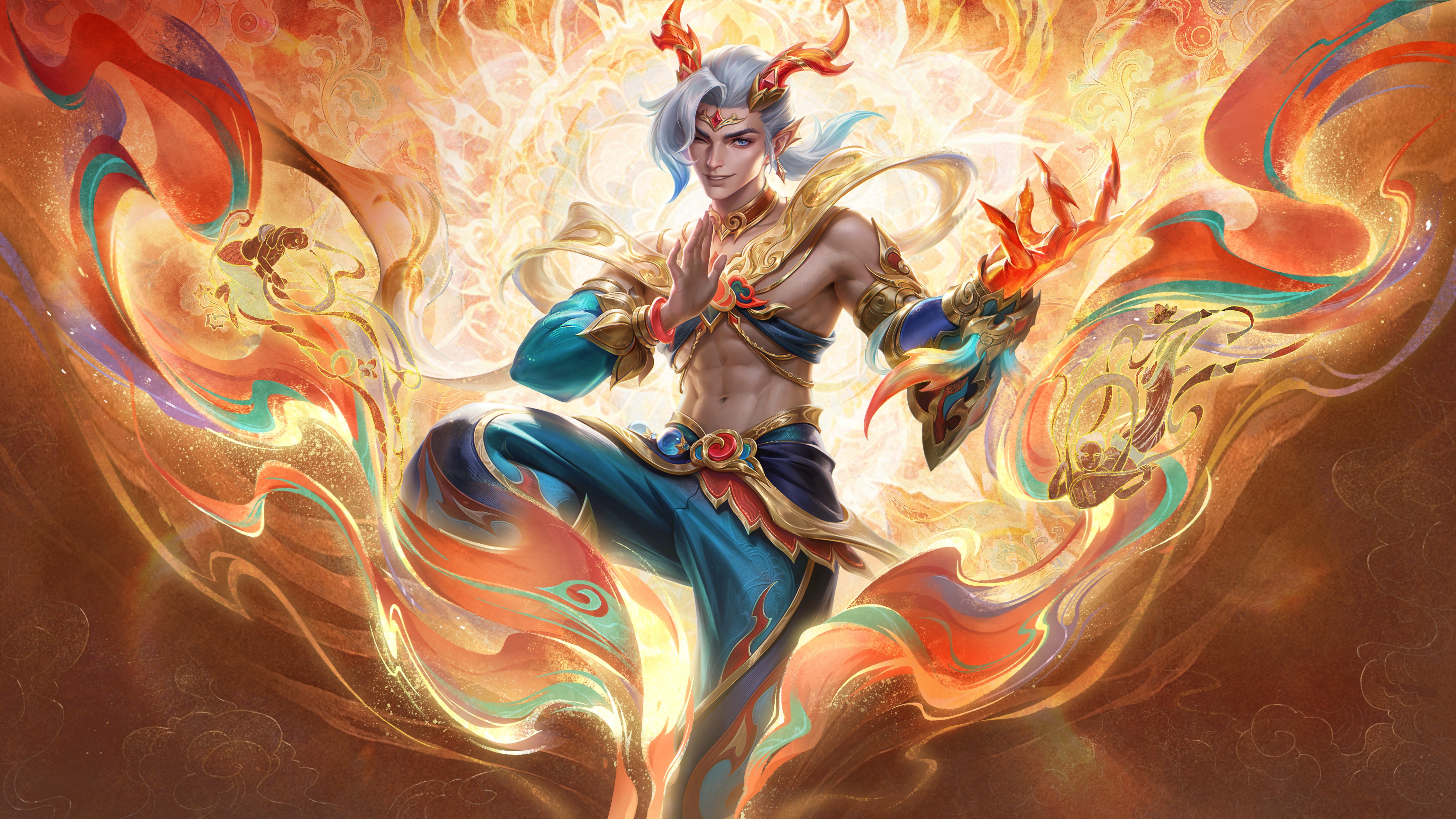 天龙之子伊泽瑞尔敦煌飞天臻彩皮肤原画（无字高清版）英雄联盟