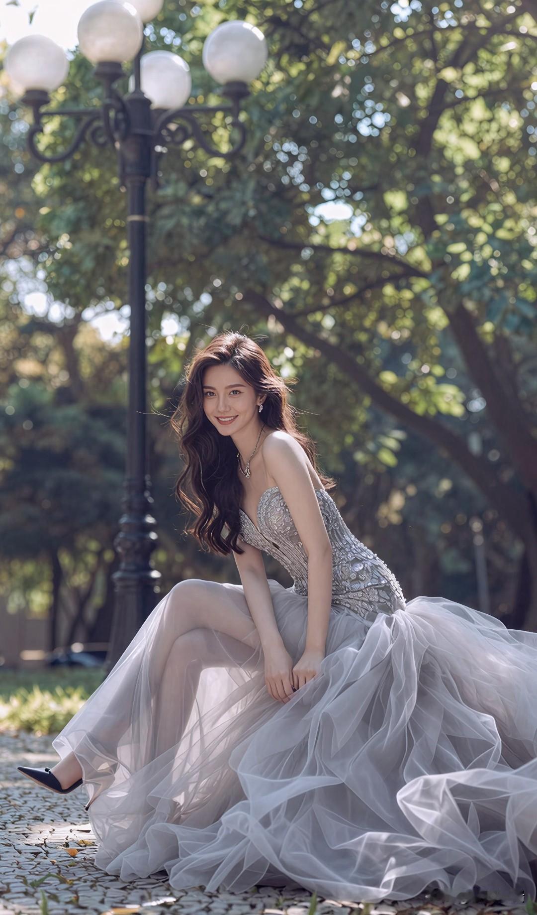 优雅女神，公园里的梦幻时刻🌿✨