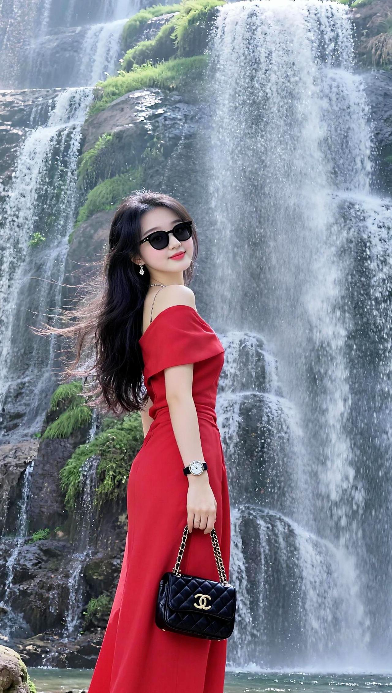 瀑布美景瀑布写真抖音玩法合伙