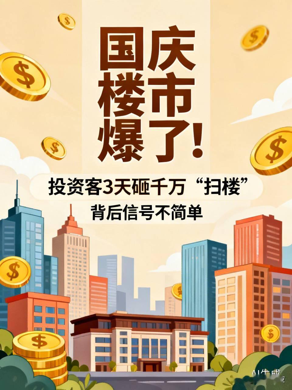 国庆楼市爆了！投资客3天砸千万“扫楼”，背后信号不简单国庆假期，有人挤在
