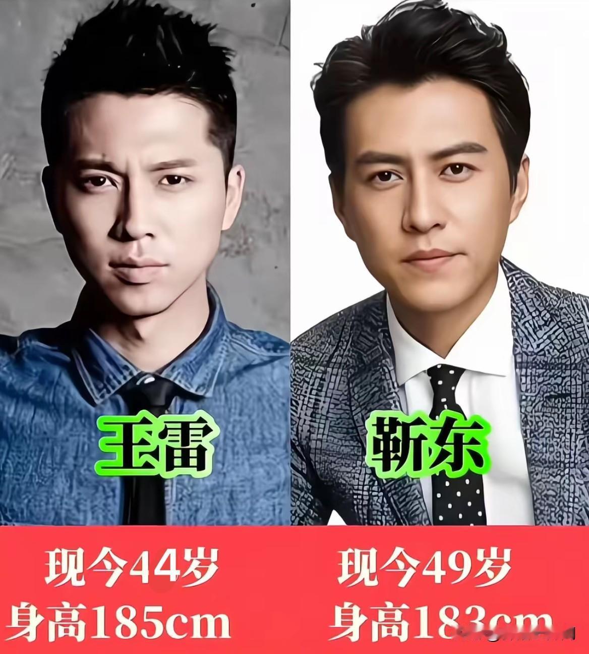 44岁王雷VS49岁靳东两位一级演员综合实力谁更强同样是实力派戏骨，4