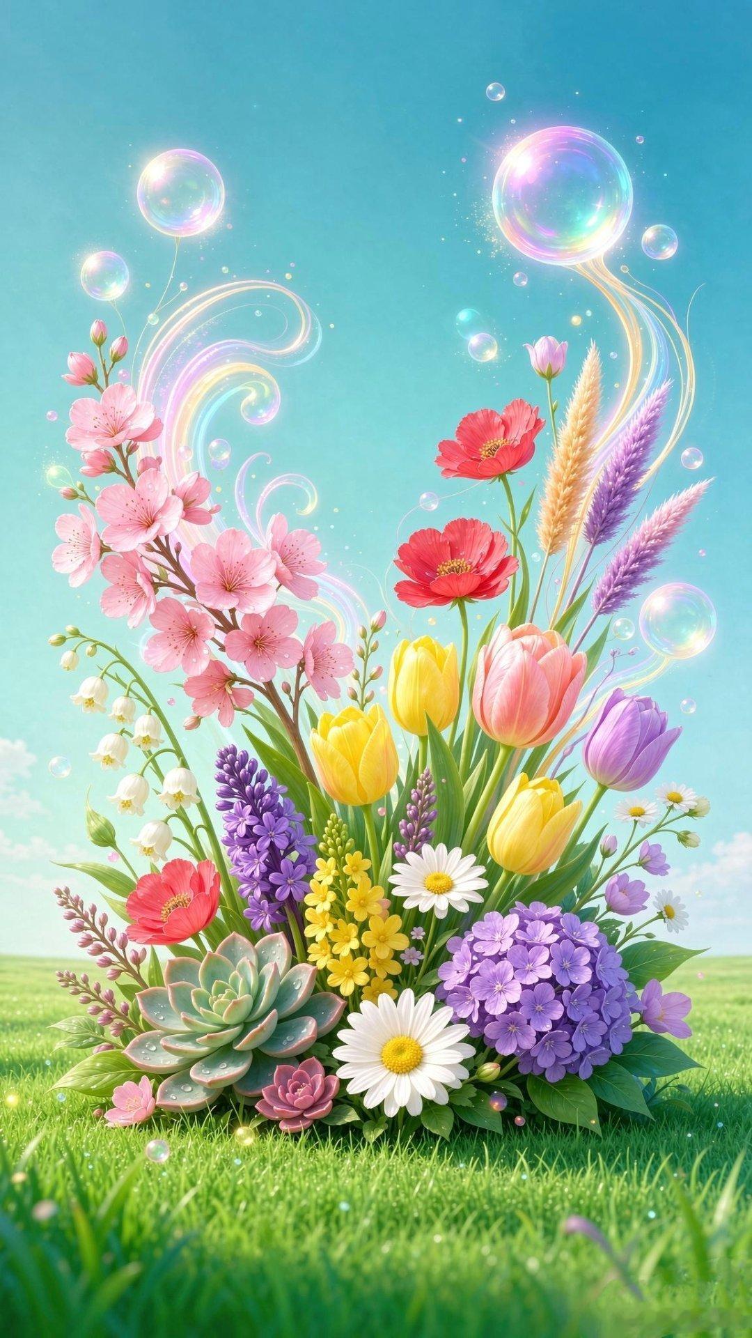好运招财四季平安花卉壁纸