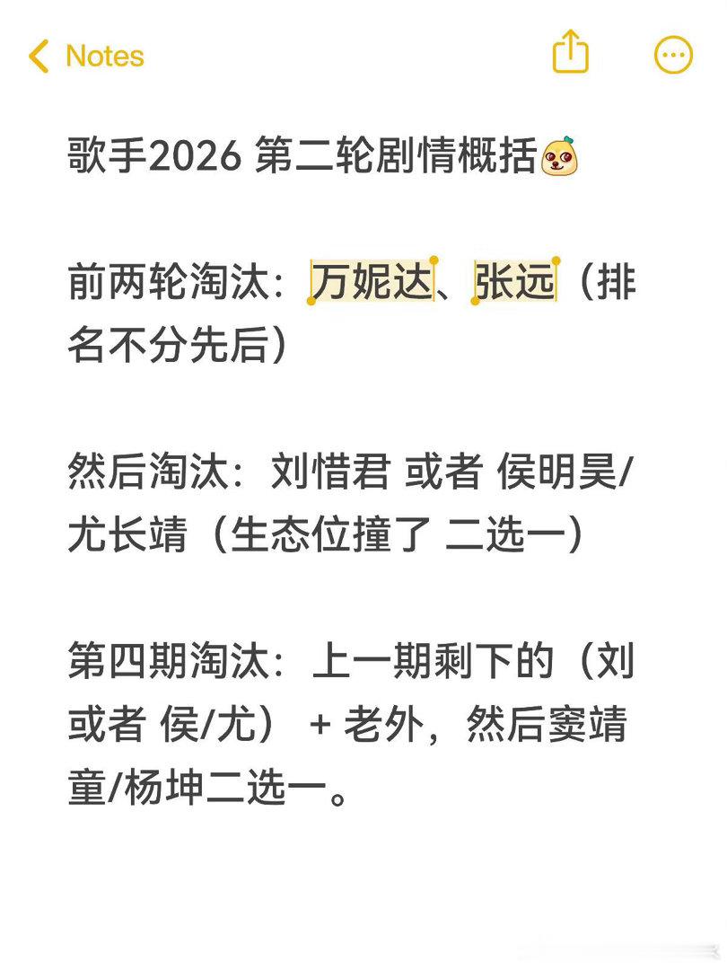歌手2026第二轮剧情预写✍🏻歌手2026｜歌手