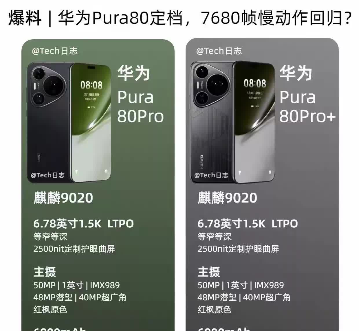 即将发布的华为Pura80配置汇总6月11日，华为将召开发布会，发布新款的华
