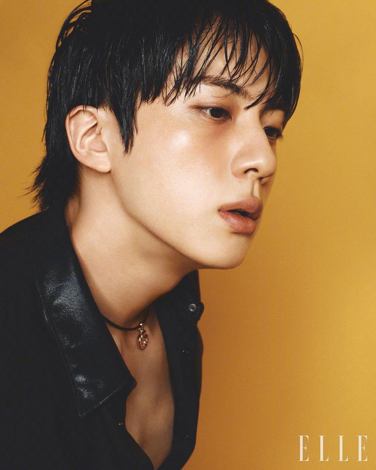 金硕珍JINELLEKorea8月刊封面画报穿着Gucci男装带着六