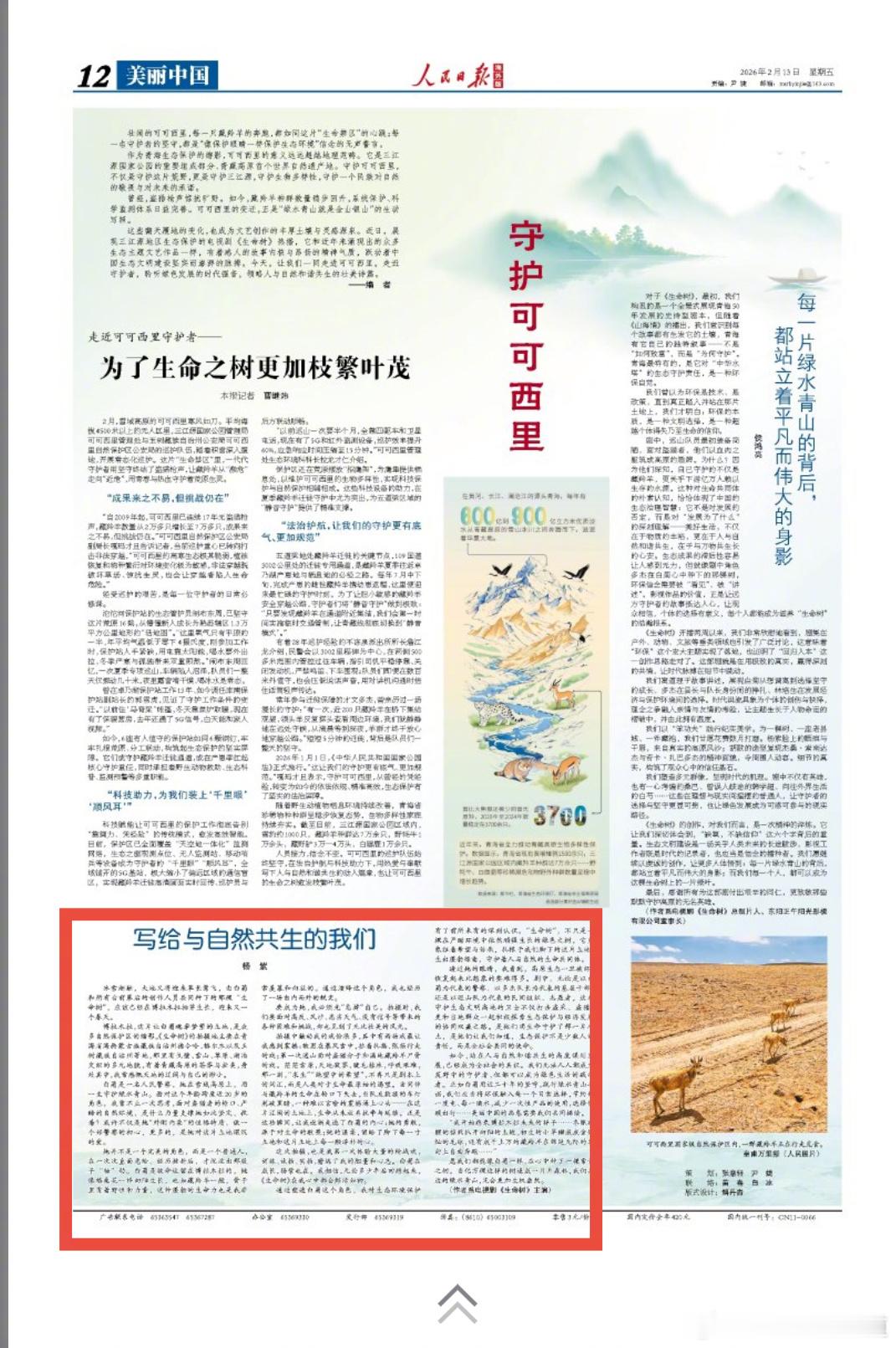 杨紫人民日报海外版撰文杨紫：写给与自然共生的我们【杨紫说生命树是希望与传承】从3