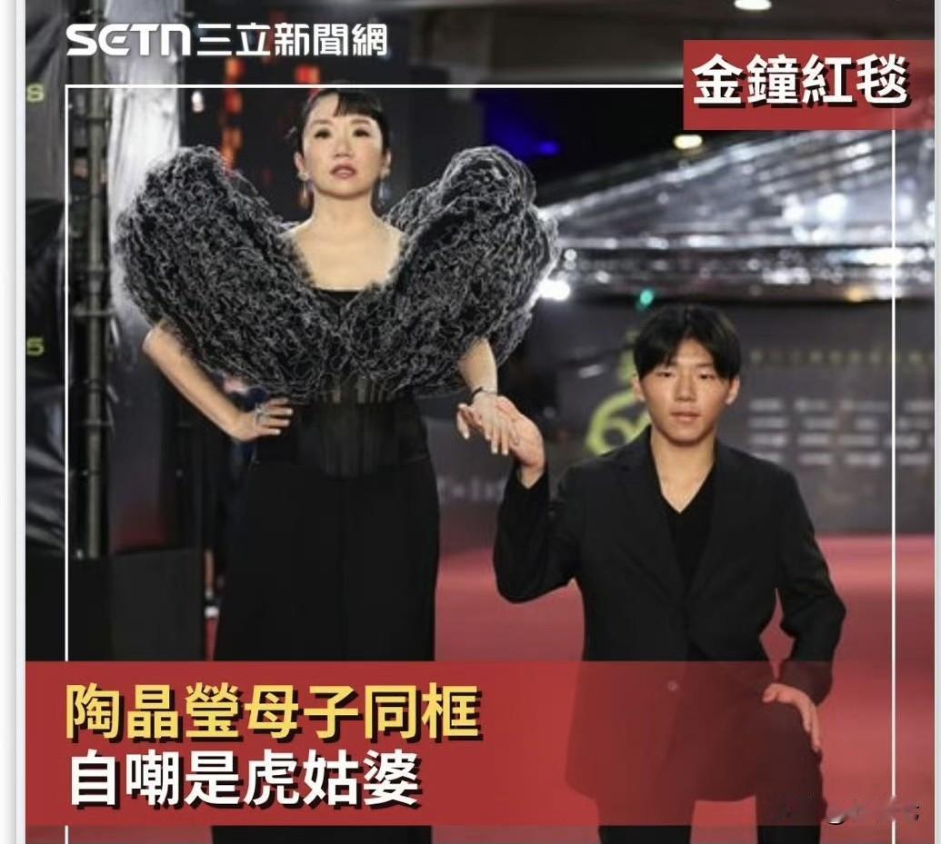 笑不活了😂陶晶莹金钟红毯造型被吐槽“刚刷完锅”，16岁儿子神似林俊杰成意外彩蛋