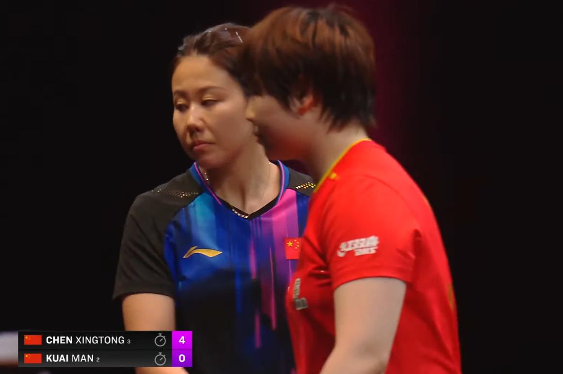 蒯曼被陈幸同克制了，连续失误，最终0:4落败。陈幸同擅长借力打力，蒯曼正好有