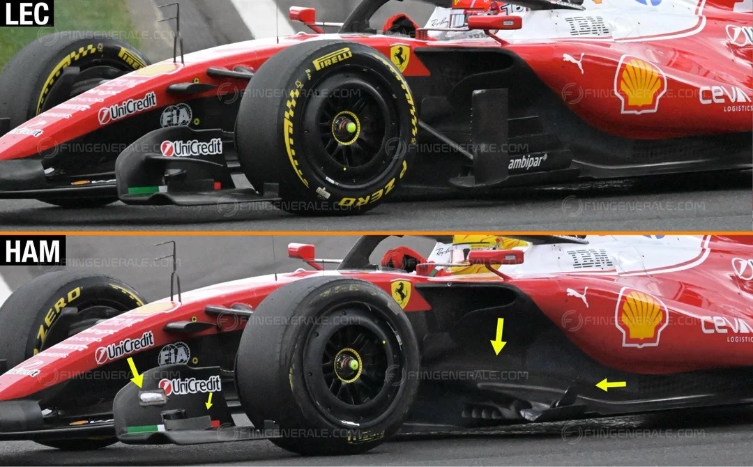 💥汉密尔顿在F1比利时站的第一圈与拉塞尔碰撞后损坏的部件。2026F1比利时大