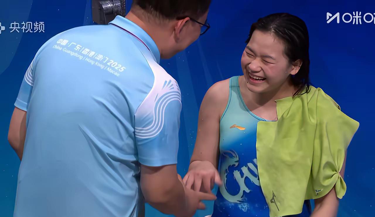 全红婵心可真大呀，第五名还能这么开心。全红婵真是快乐跳水，名次不重要，重要的是