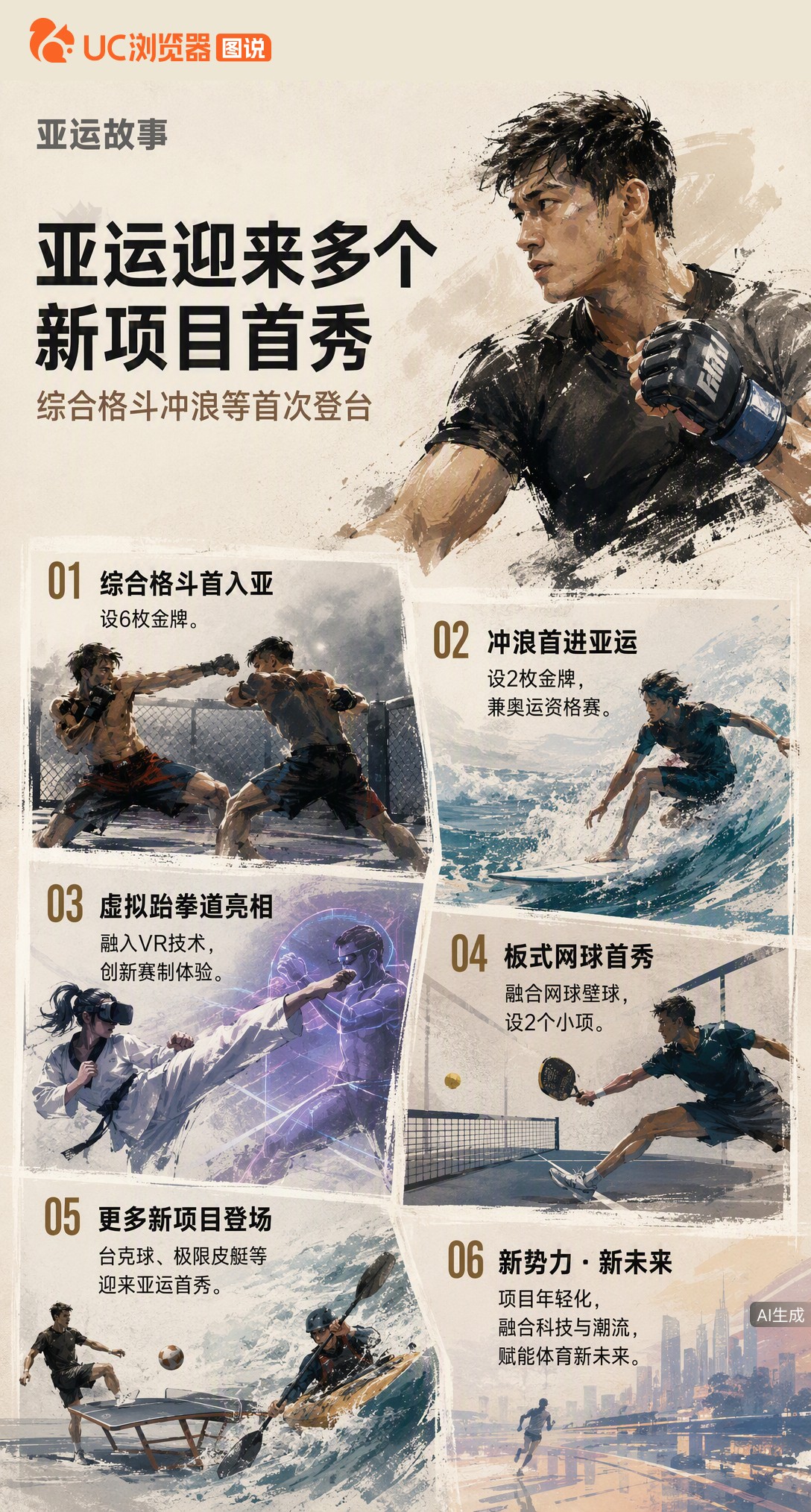 名古屋亚运迎来一批“新朋友”！综合格斗首秀设6金，冲浪兼作奥运资格赛，还有VR虚拟跆拳道、板式网球等