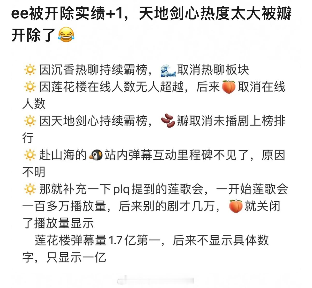成毅天地剑心因热度太大，被郫县开除了热门榜单上一个都没有​​​